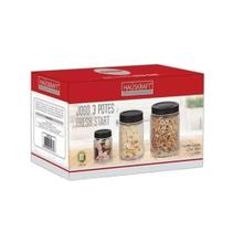 Conjunto 3 Potes Vidro Elegante para Mantimentos Hauskraft