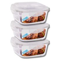 Conjunto 3 Potes Vidro Hermético Tampa Mantimentos 520ml Conjunto 3 Potes Vidro Hermético Tampa Mantimentos 520ml