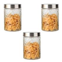 Conjunto 3 Potes Vidro Rattan 1200ml - Class Home