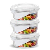 Conjunto 3 Potes Vidro Redondo 950ml Hermético 4 Travas Conjunto 3 Potes Vidro Redondo 950ml Hermético 4 Travas