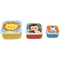 Conjunto 3 Potinhos Animal Fun Com Tampa para Papinha Lanchinhos Alimentos Buba