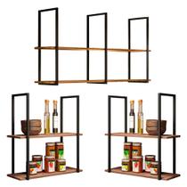 Conjunto 3 Prateleiras Decorativas Industrial Multiuso Wire BP 15mm Demolição - Abmaza