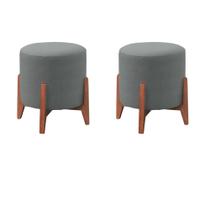Conjunto 3 Puff Decorativo Thor Pés Madeira Catânia Recepção