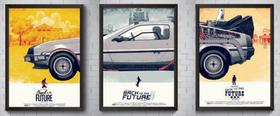 Conjunto 3 Quadros De Volta Para O Futuro Kit Poster Moldura