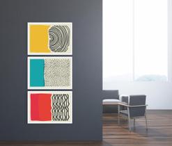 Conjunto 3 Quadros Decorativo Abstrato Moderno 40x30 - QuadrosPro