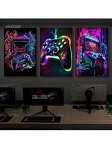 Conjunto 3 Quadros Decorativos Gamer Controle Conjunto 3 Quadros Decorativos Gamer Controle
