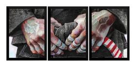 Conjunto 3 Quadros Jiu Jitsu Arte Kimono Faixa Preta