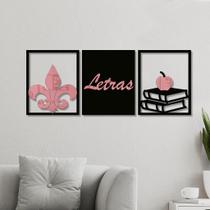 Conjunto 3 Quadros Vazados Letras com Acrílico