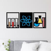 Conjunto 3 Quadros Vazados Química com Acrílico