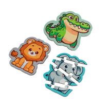 Conjunto 3 Quebracabeça 4 Peças Infantil Animais Em Mdf