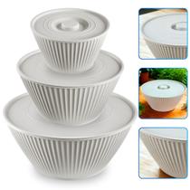 Conjunto 3 Saladeira Tigelas PMG Bacias Multiuso Com Tampa 1L 2L 4,25L