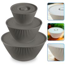 Conjunto 3 Saladeira Tigelas PMG Bacias Multiuso Com Tampa 1L 2L 4,25L