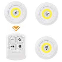 Conjunto 3 Spots Led Luminária Sem Fio + Controle Remoto