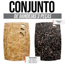 Conjunto 3 Tábuas de Corte Retangular Kit Cortar Picar Preparar Alimentos Cozinha Servir Churrasco Petisco Frios Utensílio Doméstico