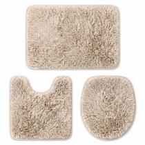 Conjunto 3 Tapetes Antiderrapante Banheiro Pelúcia Soft Super Macio Conforto Elegante
