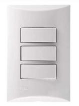Conjunto 3 Teclas Interruptor Simples 10A 250V Embutir Brava Iriel Branco Conjunto 3 Teclas Interruptor Simples 10A 250V Embutir Brava Iriel Branco