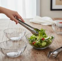Conjunto 3 Tigelas Bowl Vidro Redonda com Pegador De Salada