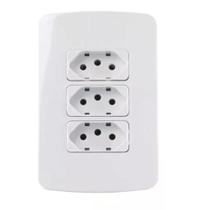 Conjunto 3 tomada 2p t 10a-250v 4x2 br sleek margirius Conjunto 3 tomada 2p t 10a-250v 4x2 br sleek margirius