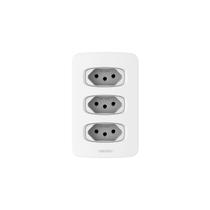Conjunto 3 Tomadas 10A 250V com Placa 4x2 Gracia Alumbra Branco