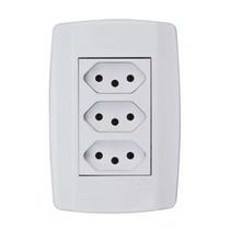 Conjunto 3 Tomadas 10a Monobloco C/Espelho Slim Ilumi