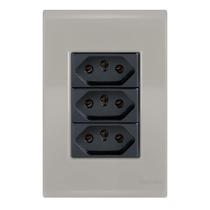 Conjunto 3 Tomadas 10A- Tramontina Liz Fendi / Grafite