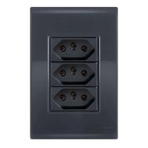 Conjunto 3 Tomadas 10A - Tramontina Liz Grafite - Tlg009