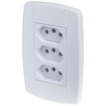 Conjunto 3 Tomadas 20A 250V Ilumi Lev Monobloco Branco - 87124 Conjunto 3 Tomadas 20A 250V Ilumi Lev Monobloco Branco - 87124