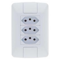 CONJUNTO 3 TOMADAS 20A LINHA ARIA TRAMONTINA Placas Brancas Modular Suporte Incorporado