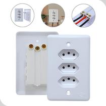 Conjunto 3 Tomadas 2P+T 20A 250V Branca Monobloco Ilumi Pino Grosso Construção