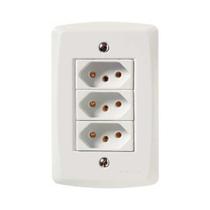 Conjunto 3 Tomadas 3p 10a Tramontina Lux2 - Branco - Kit Com Parafusos