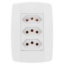 Conjunto 3 Tomadas Branca Monobloco 2P+T 20A 250V 4x2 Ilumi