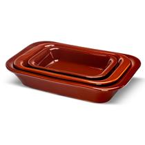 Conjunto 3 un Travessa Refratária Cerâmica Retangular Assadeira Servir Multiuso Forno e Micro-ondas