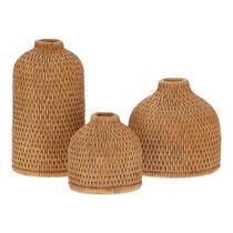 Conjunto 3 Vasos Decorativos Modernos Enfeite Para Sala Em Poliresina