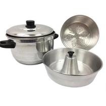 Conjunto 3 x 1 Forma Pudim Banho Maria E Panela De Alumínio