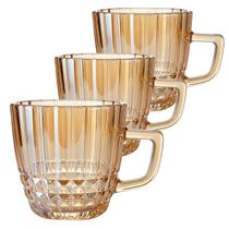 Conjunto 3 Xícaras de Vidro Âmbar Perolado 265ML Conjunto 3 Xícaras de Vidro Âmbar Perolado 265ML