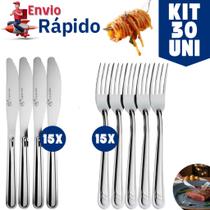 Conjunto 30 Peças de Talheres Aço Inox 15 Faca 15 Garfo de Mesa