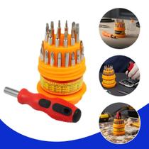 Conjunto 31 em 1 Chaves de Precisão com Estojo Laranja, Kit Completo para Celular, Notebook, Relógio, Óculos e Eletrônicos