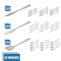Conjunto 36 Talheres Garfo Colher Faca Inox Luxo - QUALITY HOUSE