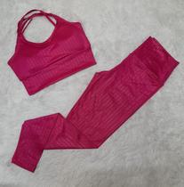 Conjunto 3d poliester top e calça academia fitness