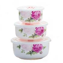 Conjunto 3pcs, Caixas de Almoço Real Bone China para o almoço, Tigela de Flores Criativas, Tigela de Cerâmica Elegent, Caixa de Milho Pop, Tigela de Macarrão Instantâneobox parabox para lancheira box