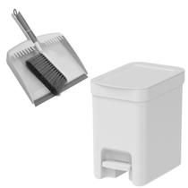 Conjunto 3pçs Limpeza Doméstica Kit Lixeira Com Tampa 6L Trium+ Pá de Recolher Lixo+ Escova Vassoura Manual Para Piso-OU