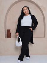 Conjunto 3peças calça, e cardigã PLUS SIZE em moletinho conjunto lindíssimo plus size