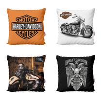 Conjunto 4 Almofadas Decoração Harley Davidson Para Sofá Sala de Estar 40x40 Personalizadas Novadecora
