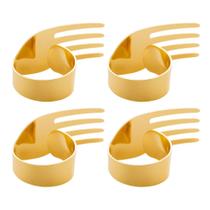 Conjunto 4 Anéis Para Guardanapo Royal Garfo Dourado