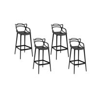 Conjunto 4 Banqueta Allegra Alta Master Preta Polipropileno