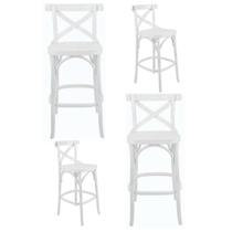 Conjunto 4 Banqueta X Texas Madeira Tauarí Maciça Laqueado