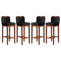 Conjunto 4 Banquetas Alta em Madeira Maciça Libéria CCS Interiores