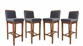 Conjunto 4 Banquetas Alta em Madeira Maciça Libéria