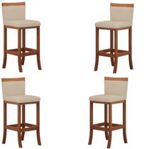 Conjunto 4 Banquetas Alta em Madeira Maciça Paris CCS Interiores