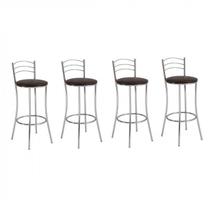 Conjunto 4 Banquetas Altas 3 Arames Marrom Conjunto 4 Banquetas Altas 3 Arames Marrom